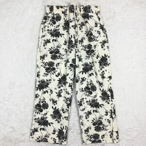 Hotgift Womens Pants Wide Leg Floral Cream Black Pull On High‎ Rise XL New